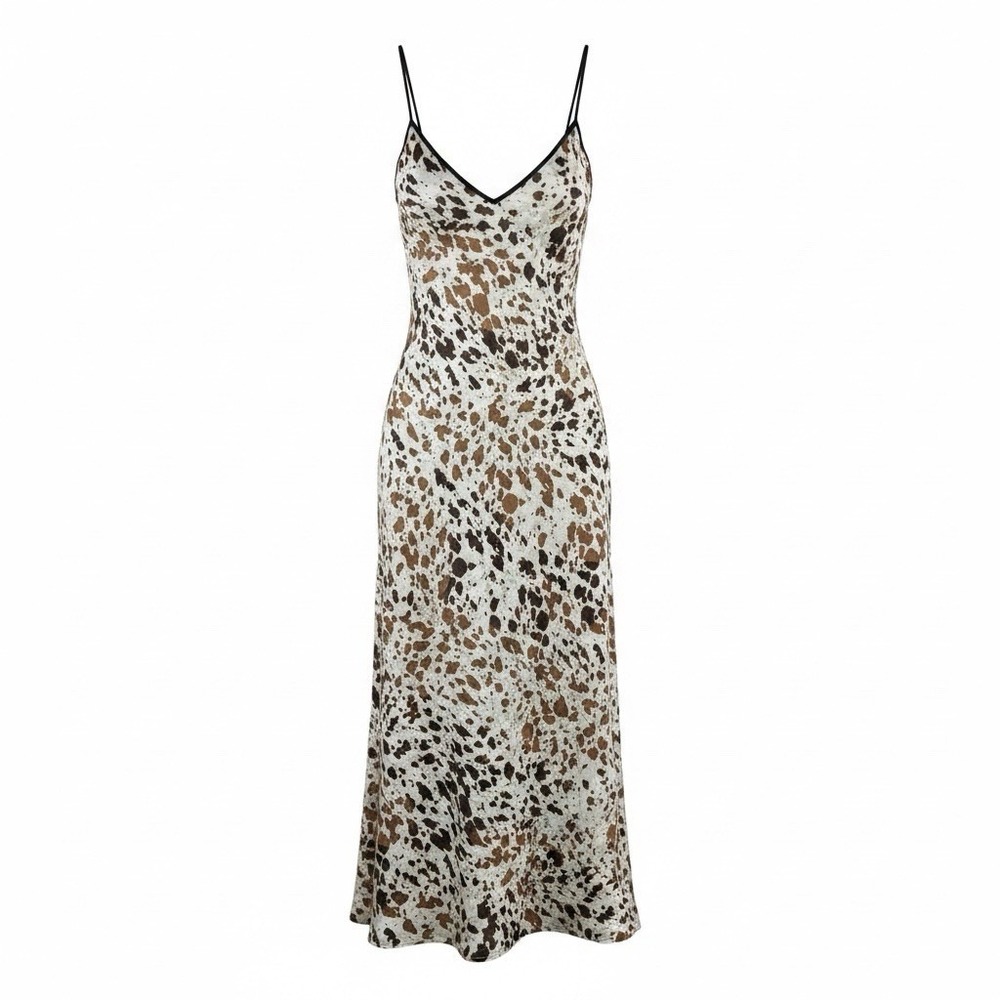 Sincerely Jules Cow Print Midi Dress XL Western Ranchcore Adjustable Straps - Picture 2 of 8
